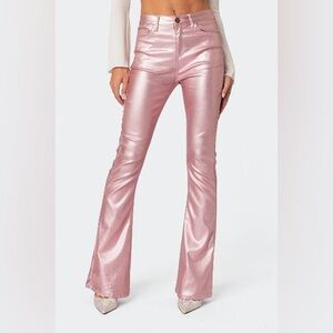 Edikted- Luna Faux Leather Flare Jeans